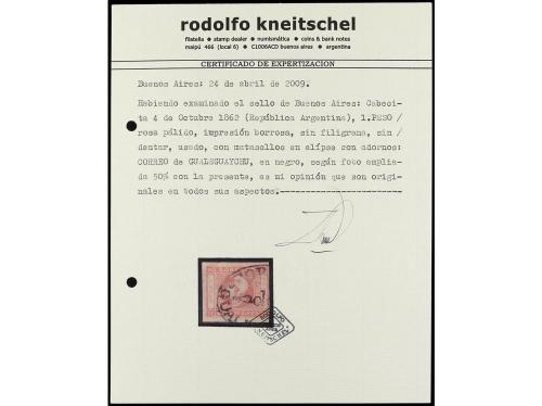° ARGENTINA. 1858-85. Cuatro páginas de álbum con sellos usa