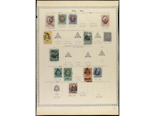 PERU. 1858-85. Siete páginas de álbum con sellos usados, tam