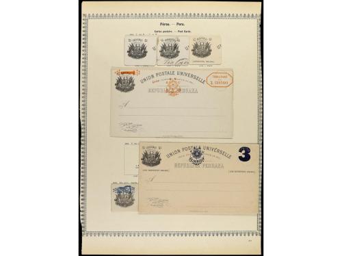 PERU. 1858-85. Siete páginas de álbum con sellos usados, tam