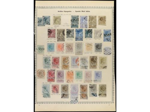 */° PUERTO RICO. 1873-85. Cuatro páginas de álbum con sellos