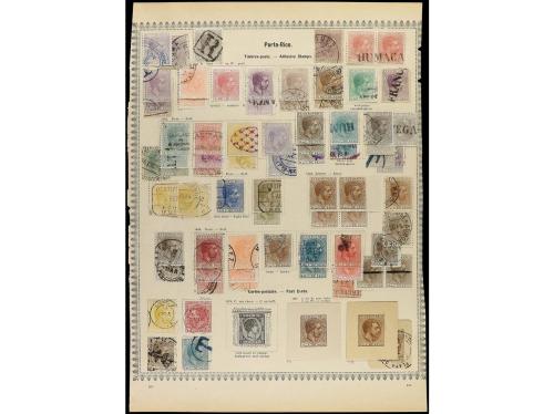 */° PUERTO RICO. 1873-85. Cuatro páginas de álbum con sellos