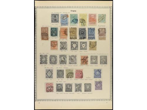 */° URUGUAY. 1859-85. Cuatro páginas de álbum con sellos usa