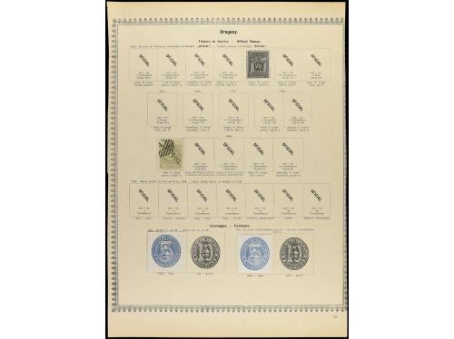 */° URUGUAY. 1859-85. Cuatro páginas de álbum con sellos usa