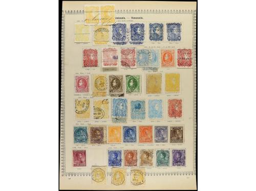 */° VENEZUELA. 1861-85. Dos páginas de álbum con sellos la m