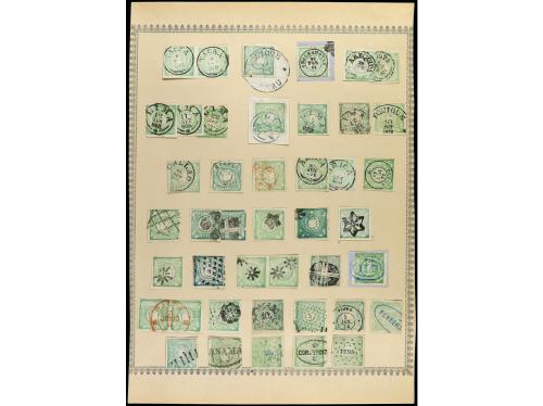 ° PERU. 1858-71. Tres páginas de álbum con una selección de 