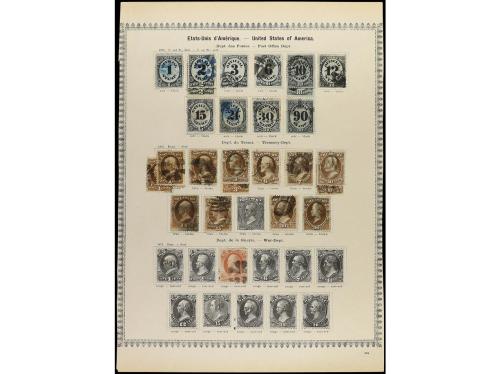 ESTADOS UNIDOS. 1847-1885. Veinte páginas de álbum con sello