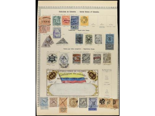 */° COLOMBIA. 1859-85. Cinco páginas de álbum con sellos la 
