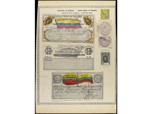 */° COLOMBIA. 1859-85. Cinco páginas de álbum con sellos la 