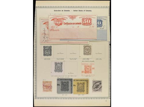 */° COLOMBIA. 1859-85. Cinco páginas de álbum con sellos la 