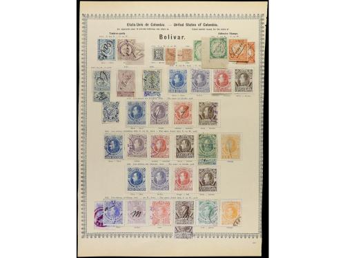 ° COLOMBIA. 1868-90. ESTADOS. Siete páginas del álbum con se