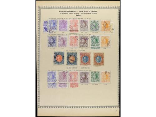 ° COLOMBIA. 1868-90. ESTADOS. Siete páginas del álbum con se