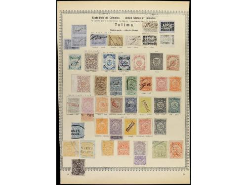 ° COLOMBIA. 1868-90. ESTADOS. Siete páginas del álbum con se