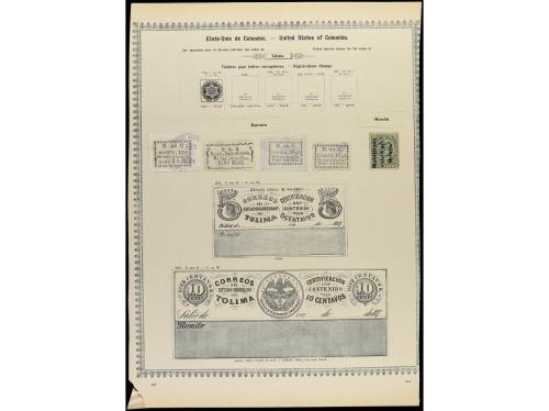 ° COLOMBIA. 1868-90. ESTADOS. Siete páginas del álbum con se
