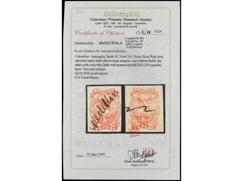 ° COLOMBIA. 1868-90. ESTADOS. Siete páginas del álbum con se