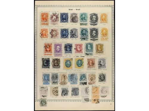 ° BRASIL. 1843-82. Cuatro páginas de álbum con sellos uados,