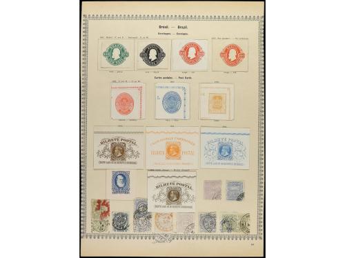 ° BRASIL. 1843-82. Cuatro páginas de álbum con sellos uados,