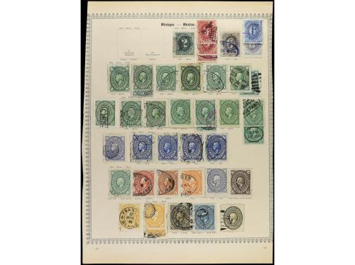 ° MEXICO. 1857-85. Seis páginas de álbum con sellos usados, 