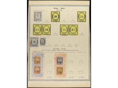 ° MEXICO. 1857-85. Seis páginas de álbum con sellos usados, 
