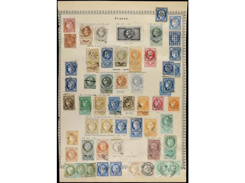 FRANCIA. 1849-82. Cinco páginas de álbum con sellos usados, 