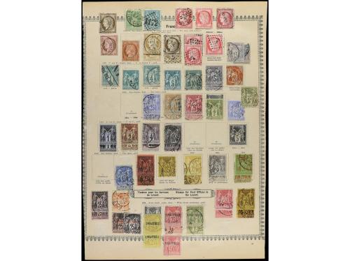 FRANCIA. 1849-82. Cinco páginas de álbum con sellos usados, 