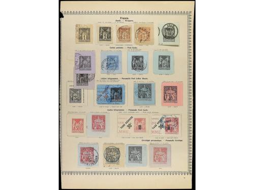 FRANCIA. 1849-82. Cinco páginas de álbum con sellos usados, 