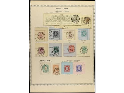° BELGICA. 1849-85. Tres páginas de álbum con sellos usados,