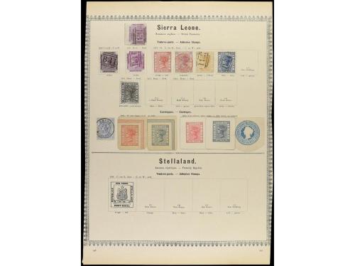 */° COLONIAS INGLESAS. 1850-85. Conjunto de 31 páginas de ál