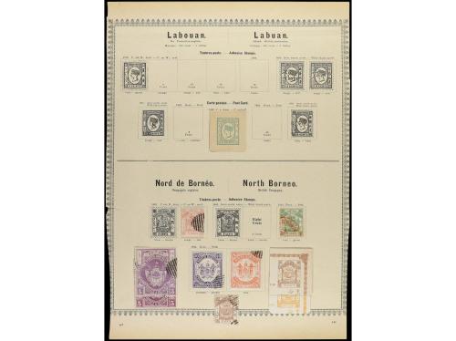 */° COLONIAS INGLESAS. 1850-85. Conjunto de 31 páginas de ál