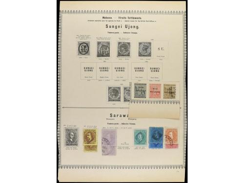 */° COLONIAS INGLESAS. 1850-85. Conjunto de 31 páginas de ál