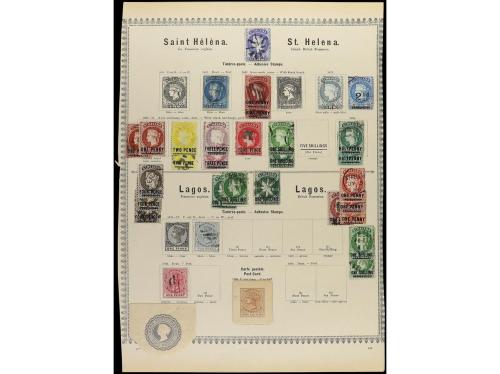 */° COLONIAS INGLESAS. 1850-85. Conjunto de 31 páginas de ál