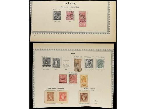 */° COLONIAS INGLESAS. 1850-85. Conjunto de 31 páginas de ál