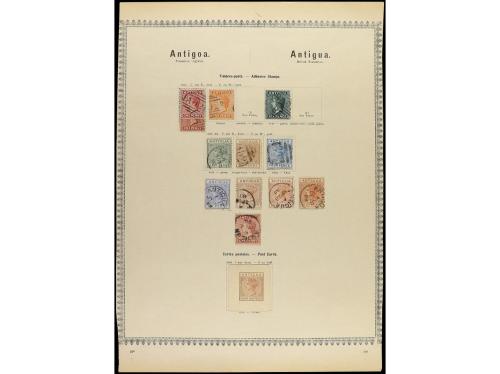 */° COLONIAS INGLESAS. 1850-85. Conjunto de 31 páginas de ál