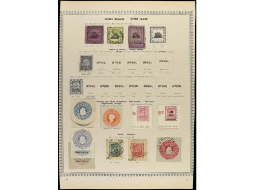 */° COLONIAS INGLESAS. 1850-85. Conjunto de 31 páginas de ál