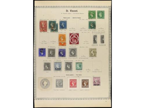 */° COLONIAS INGLESAS. 1850-85. Conjunto de 31 páginas de ál