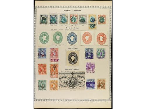 ° GUATEMALA. 1871-81. Dos páginas de álbum con sellos usados