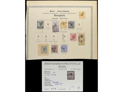 */° COLONIAS INGLESAS. 1867-90. MALACCA y BANGKOK. Tres pági