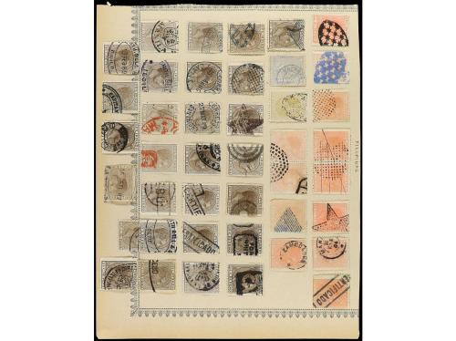 ° FILIPINAS. 1880-89. Dos páginas de álbum con multitud de s