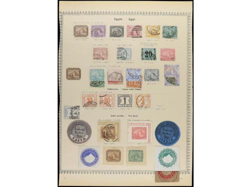 */° EGIPTO. 1866-84. Dos páginas de álbum con sellos la mayo