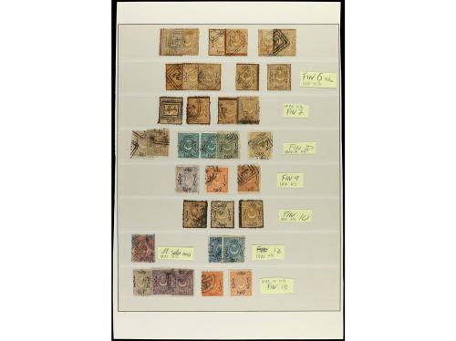 TURQUIA. 1865-82. Seis páginas de álbum con sellos en usado 