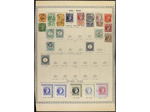 ° GRECIA. 1861-78. Dos páginas de álbum con sellos usados, m