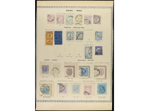 ° HOLANDA. 1852-1881. Dos páginas de álbum con sellos usados