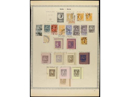 */° SERBIA. 1866-81. Tres páginas de álbum con sellos nuevos