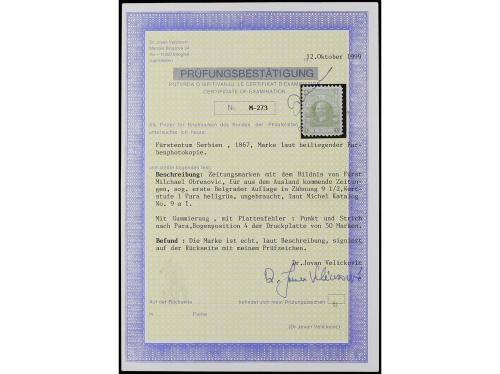 */° SERBIA. 1866-81. Tres páginas de álbum con sellos nuevos