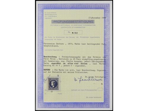 */° SERBIA. 1866-81. Tres páginas de álbum con sellos nuevos