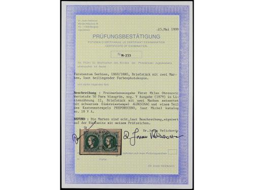 */° SERBIA. 1866-81. Tres páginas de álbum con sellos nuevos