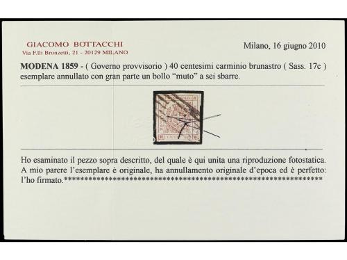 ° ITALIA ANTIGUOS ESTADOS: MODENA. Yv. 10. 1859. 40 cts. roj