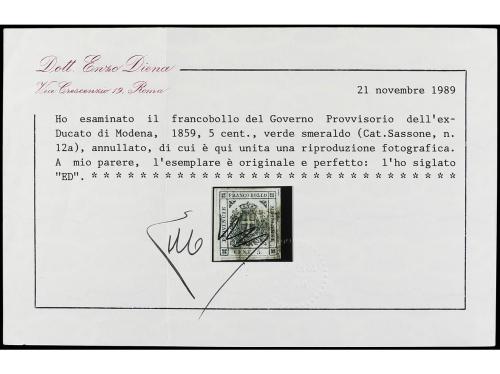 ° ITALIA ANTIGUOS ESTADOS: MODENA. Yv. 7. 1859. 5 cts. verde