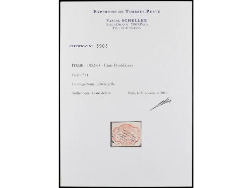 ° ITALIA ANTIGUOS ESTADOS: ESTADOS PONTIFICIOS. Yv. 11. 1852