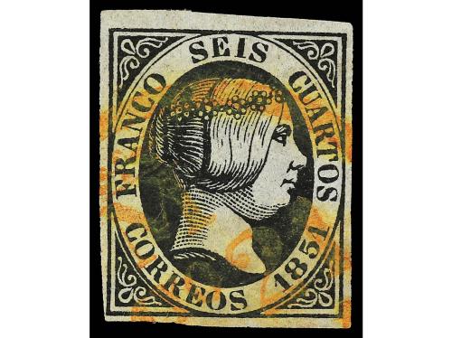 ° ESPAÑA. Ed. 6. 6 cuartos negro, mat. fechador de MADRID co