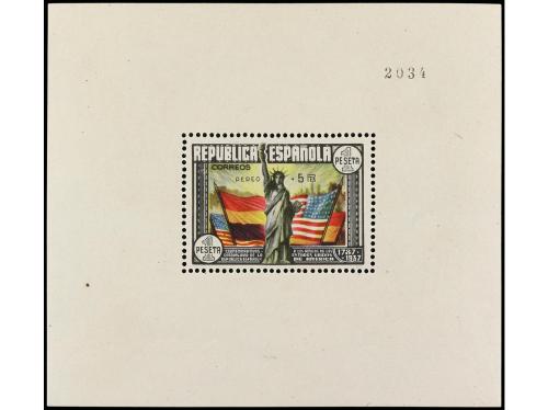 ** ESPAÑA. Ed. 766. Aéreo + 5 pts. multicolor. LUJO. Cert. C